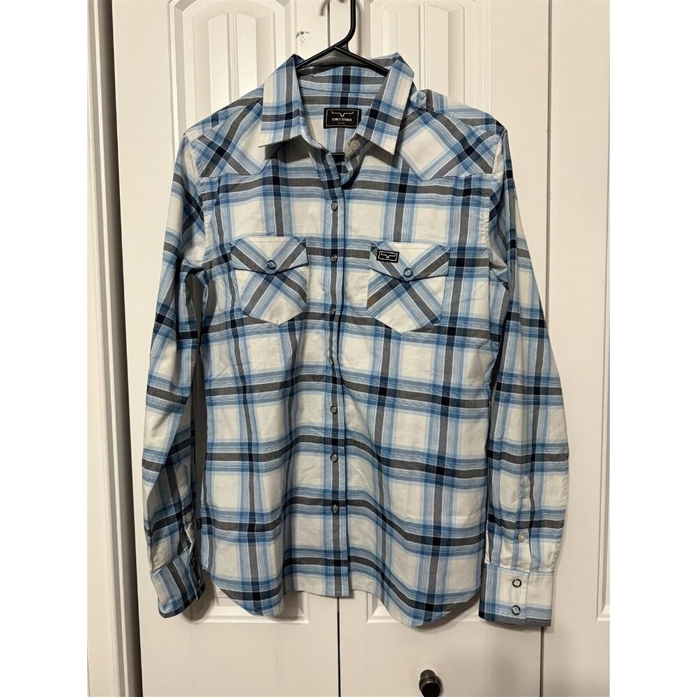 Kimes Ranch Shirt Snap Front Plaid Blue Women's Large